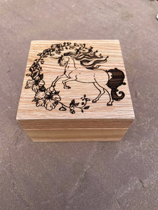 Flower Unicorn 9cm Wooden Box