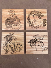 Load image into Gallery viewer, Fantastical Creatures Wooden Coaster Set