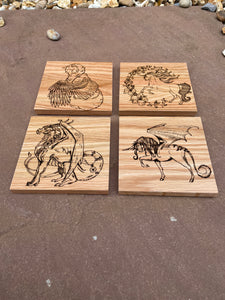 Fantastical Creatures Wooden Coaster Set