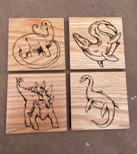Load image into Gallery viewer, Happy Dinosaur Wooden Coaster Set