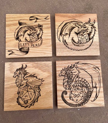 Dice Dragon Wooden Coaster Set