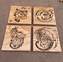 Load image into Gallery viewer, Dice Dragon Wooden Coaster Set