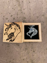 Load image into Gallery viewer, Engraved Box and Pewter Unicorn Necklace Gift Set