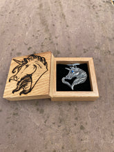 Load image into Gallery viewer, Engraved Box and Pewter Unicorn Necklace Gift Set