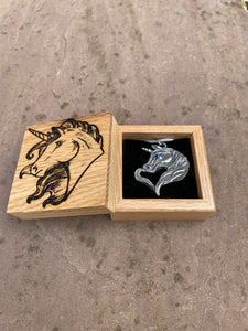 Engraved Box and Pewter Unicorn Necklace Gift Set