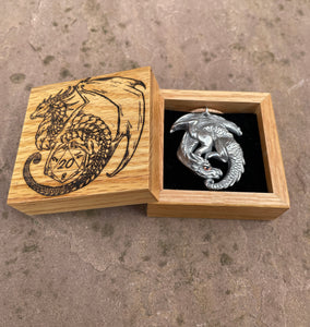 Engraved Box and Pewter Dragon Necklace Gift Set