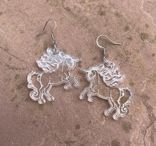 Load image into Gallery viewer, Clear Acrylic Unicorn Earrings