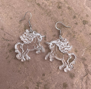 Clear Acrylic Unicorn Earrings