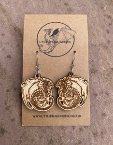 D20 Dragon Engraved Earrings
