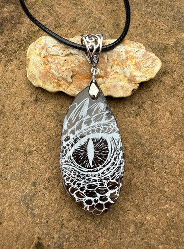 Black Dragon Eye Engraved Agate
