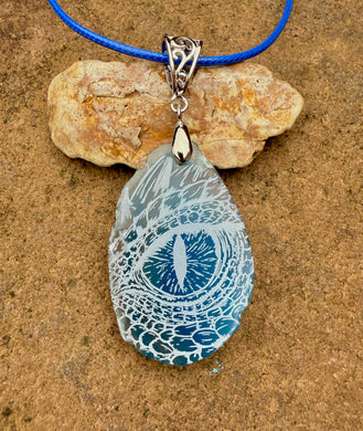 Blue Dragon Eye Engraved Agate