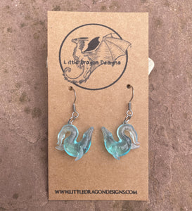 Mosasaur Translucent Blue Resin Earrings