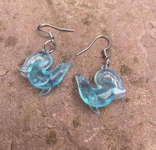 Load image into Gallery viewer, Mosasaur Translucent Blue Resin Earrings