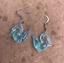 Load image into Gallery viewer, Mosasaur Translucent Blue Resin Earrings