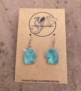 Blue Translucent Dragon Head Earrings