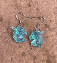 Load image into Gallery viewer, Blue Translucent Dragon Head Earrings