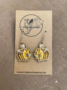 Hand Painted Adorable Bee Earrings (Made to order)