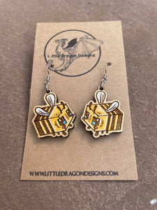 Hand Painted Adorable Bee Earrings (Made to order)