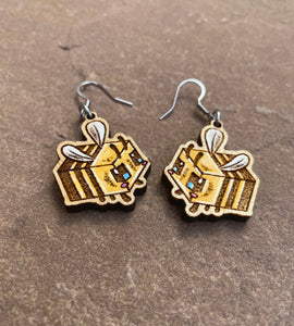 Hand Painted Adorable Bee Earrings (Made to order)