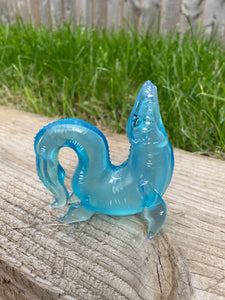 Happy Mosasaur Blue Resin Sculpture