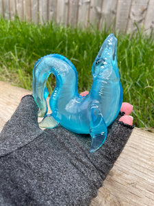 MADE TO ORDER: Happy Mosasaur Blue Resin Sculpture