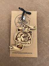Load image into Gallery viewer, Crit Happens Dragon Engraved Wooden Keyring Charm