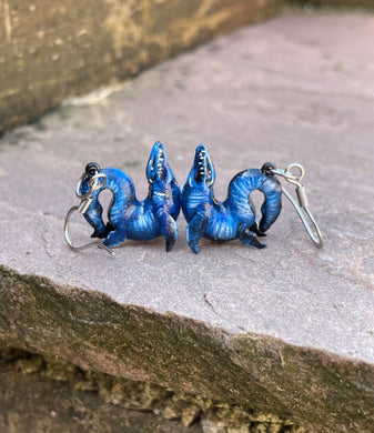 Blue Mosasaur Earrings (Ready to ship!)