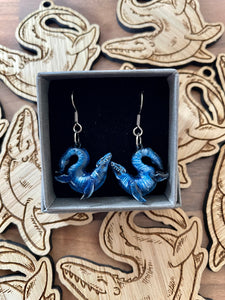 CUSTOM PAINTED Mosasaur Earrings (Made to order)