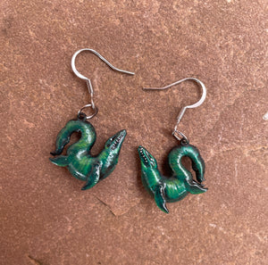 CUSTOM PAINTED Mosasaur Earrings (Made to order)