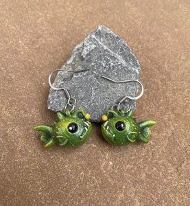 CUSTOM PAINTED Adorable Anglerfish resin earrings