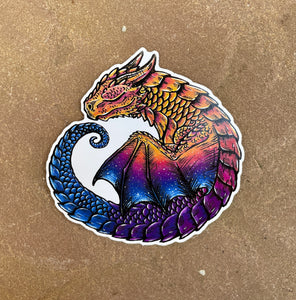 Sleepy Sunset Dragon Vinyl Sticker