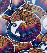 Load image into Gallery viewer, Sleepy Sunset Dragon Vinyl Sticker