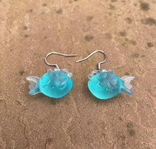 Load image into Gallery viewer, Angler Fish Translucent Blue Resin Earrings