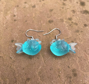 Angler Fish Translucent Blue Resin Earrings