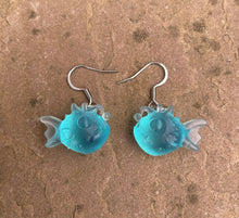 Load image into Gallery viewer, Angler Fish Translucent Blue Resin Earrings