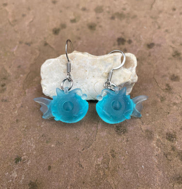 Angler Fish Translucent Blue Resin Earrings