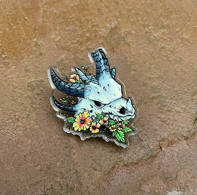 Dragon Skull Acrylic Pin Badge
