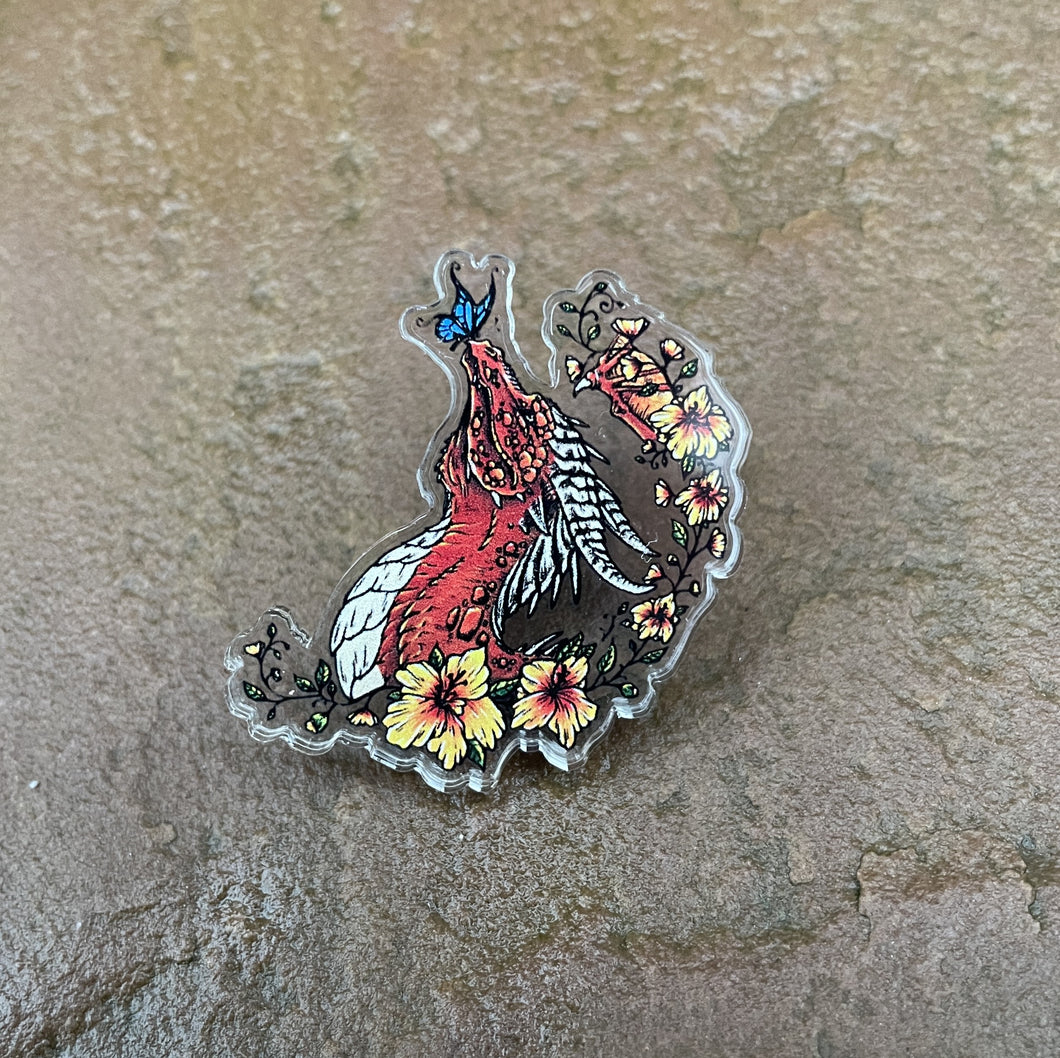 Butterfly Dragon Acrylic Pin Badge