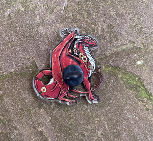 Flower Dragon Acrylic Pin Badge