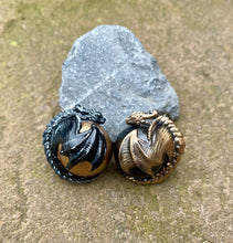 Load image into Gallery viewer, Gold and Black Dragon Bauble Earrings (Made to order)