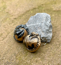 Load image into Gallery viewer, Gold and Black Dragon Bauble Earrings (Made to order)