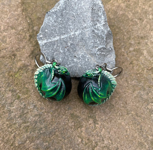 CUSTOM PAINTED Dragon Bauble Earrings (Made to order)