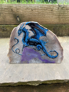 Regal Dragon Hand Painted Standing Agate
