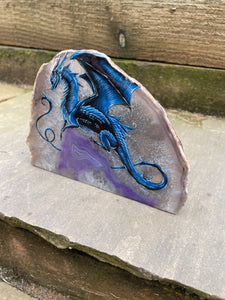 Regal Dragon Hand Painted Standing Agate