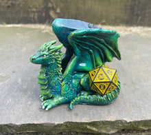 Load image into Gallery viewer, Green Resin Dice Dragon