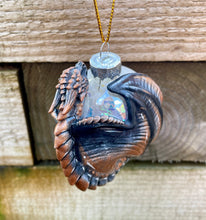 Load image into Gallery viewer, Grey/Copper Resin Dragon Bauble