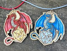 Load image into Gallery viewer, D20 Dice Guardian Wooden Necklace - CUSTOM PAINTED