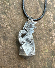 Load image into Gallery viewer, D20 Dice Dragon Pewter Necklace Charm