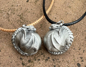 Bauble Dragon Pewter Necklace Charm