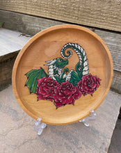Load image into Gallery viewer, Flower Dragon Handpainted Wooden Trinket Dish